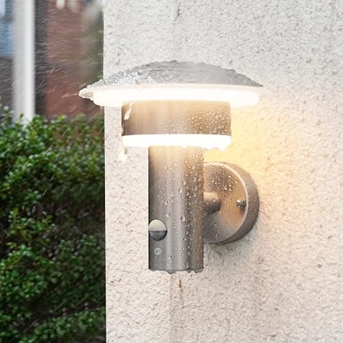 Image of NBHANYUAN Lighting® Outdoor LED Wall Light with Motion Sensor,4 Lighting Modes Outside Lights PIR SUS316 Stainless Steel Wall Lamp IP54 Waterproof 3000K Warm White for Porch 1000LM