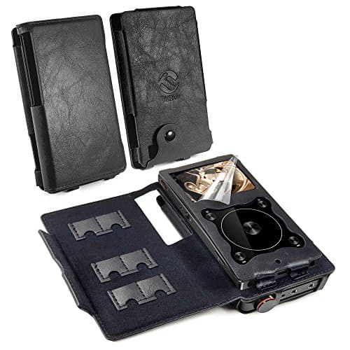Image of TUFF LUV Faux Leather Combo Case Cover With Screen Protector Compatible With FiiO X3 Mark III (3rd Gen) and A5/E12 Amp - Black