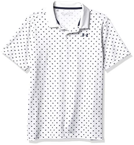 Image of Under Armour Boys' Performance Poppie Golf Polo , White (100)/Academy Blue , Youth Small