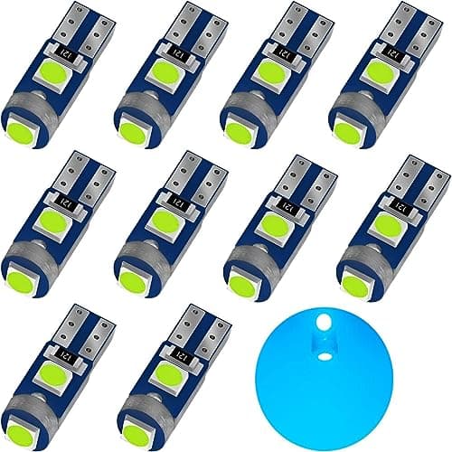 Image of YOUNLEN 10PCS T5 W3W 2721 27 37 286 PC74 LED Bulb 12V 20LM 0.5W 3SMD 3030 Chips Car Interior Lighting Dashboard Car Instrument Lamp Replacement (Sky Blue)