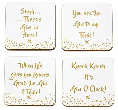 Image of Set of 4 Fun Message/Slogan Coasters 'GIN' Themed