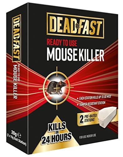 Image of Deadfast 20300396 Ready to Use Pre-Baited with Poison Mouse Killer Bait Station, Twin Pack - White