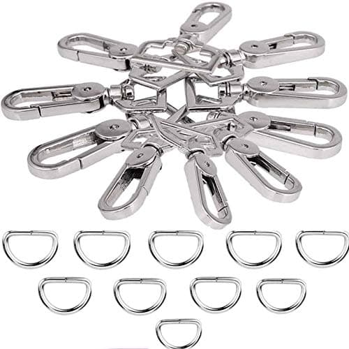 Image of JAKAGO 20pcs 1” D-Rings and Metal Swivel Trigger Snap Hooks Clips Buckles Clasp for DIY Hardware Handbag Purse Bags Luggage Keyrings