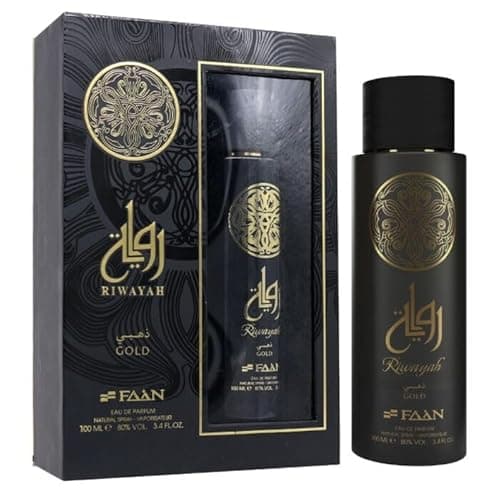 Image of Riwayah Gold Eau de Parfum 100ml Long Lasting Unisex Perfume, Woody Amber Musky Fragrance, Sandalwood Leather Scent, Luxury EDP Gift