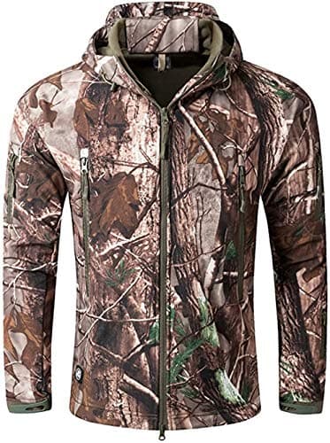Image of FENG Tactical Jacket for Men Softshell Jacket Military Camouflage Jacket Waterproof Softshell Fleece Autumn Winter Jacket (Cp Green,XS)