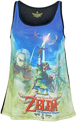 Image of NINTENDO Legend of Zelda Sleeveless Skyward Sword Sublimation Print Top (Small, Blue/Green)