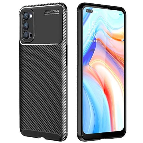 Image of TECHGEAR Carbon Fibre Case for Oppo Reno4 5G [CarbonFlex Case] Flexible, Shockproof, Ultra Slim, Soft TPU Protective Shell Cover with Carbon Fibre Detailing Designed For Oppo Reno 4 5G