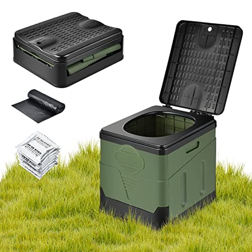 Image of OTraki Portable Toilet for Adults, Camping Toilet Max 150KG Compost Toilet with Curing Agent, Potty Loo for Pool Party Camping Fishing Caravan Picnic & Festivals