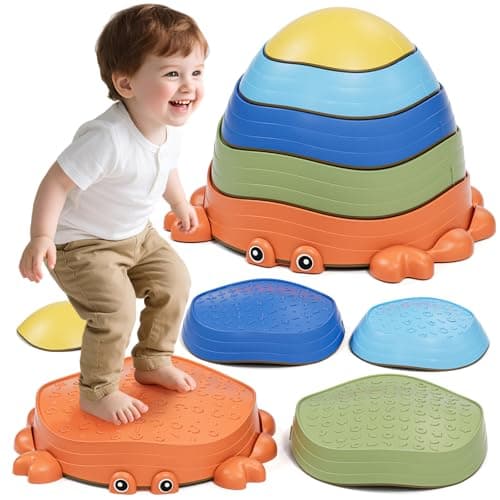 Image of KidBloom Crab Stepping Stones Kids, Balance Sensory Toys for Autism, Garden Toys for Toddlers Age 3-5, Includes Waterproof Storage Bag
