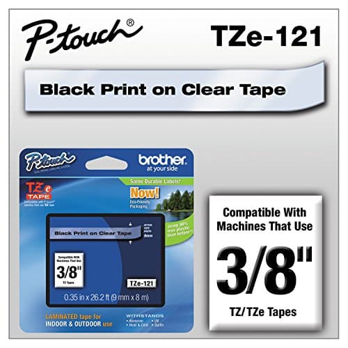 Image of Brother TZe-121 Labelling Tape Cassette, 9 mm (W) x 8 m (L), Laminated, Brother Genuine Supplies - Black on Clear