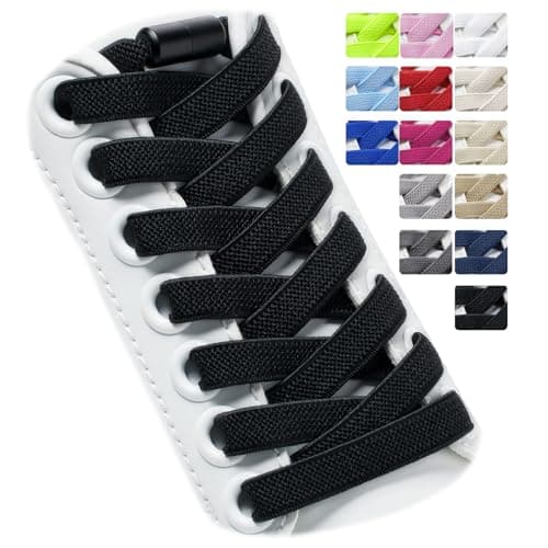 Image of Puzeam 2 Pairs Elastic Laces - No Tie Shoelaces for Kids, Adults Trainers Shoes Black 120