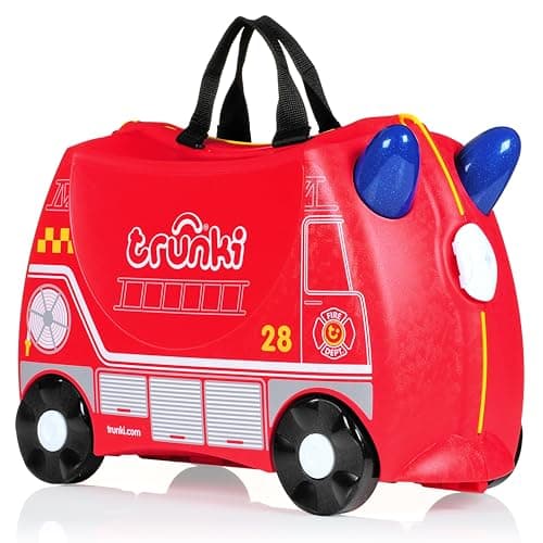 Image of Trunki Children’s Ride-On Suitcase And Kid's Hand Luggage | Great 3 Year Old Boy Gift : Frank Fire Engine (Red)