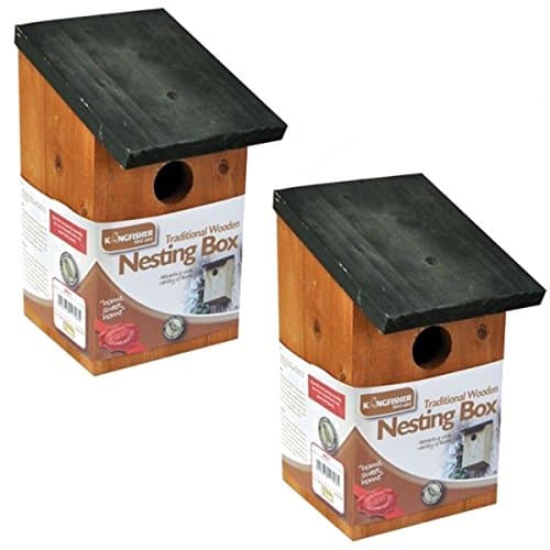 Image of 2 X Wooden Nesting Box Bird House Nesting Box Small Birds Bluetit Robin Sparrow