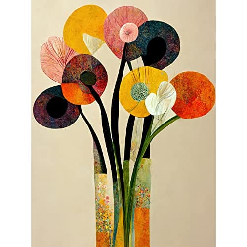 Image of Wee Blue Coo Spring Flowers Floral Bouquet Abstract Vase Boho Unframed Wall Art Print Poster Home Decor Premium