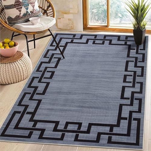 Image of AMEHA Area Rugs Living Room - Grey Rug for Bedroom Greek Key Style Modern Carpet Super Soft Non Shedding Classic Rug Easy to Clean (60 x 110Cm, Nico)