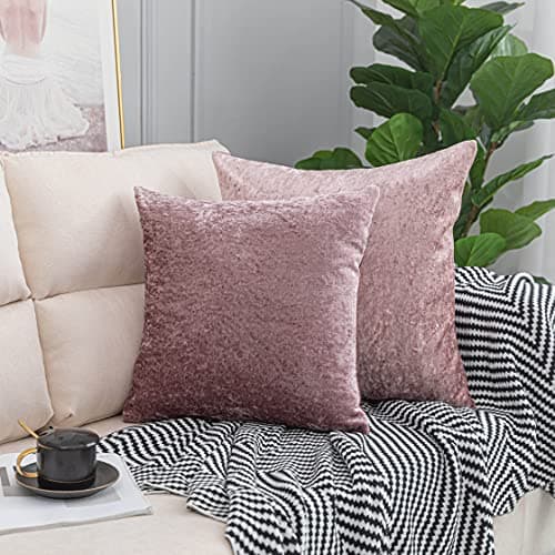 Image of ROOEE Crushed Velvet Cushion Covers Pack of 2 Color - Blush Pink Size - 50 cm x 50 cm