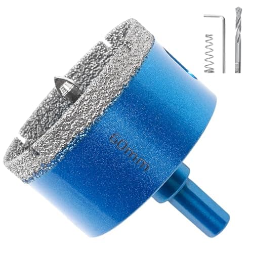 Image of COEWUR 60mm Diamond Hole Saw with Pilot Bit, Diamond Core Hole Cutter with Center Drill Bit for Tile, Porcelain, Glass, Marble, Ceramic
