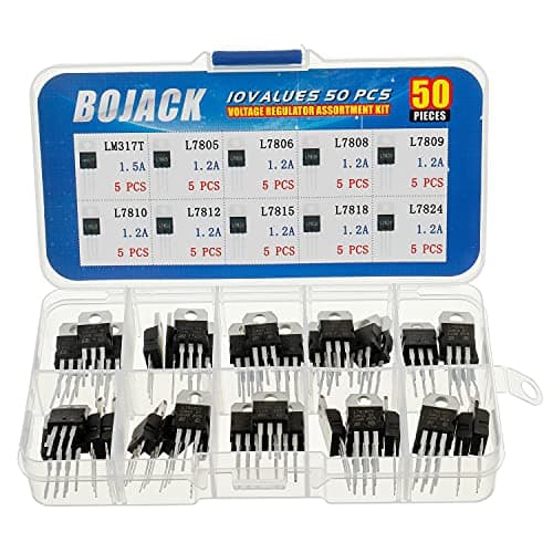 Image of BOJACK 10 Values 50 Pcs LM317 L7805 L7806 L7808 L7809 L7810 L7812 L7815 L7818 L7824 TO-220 Package High Current Positive Voltage Regulator Assortment Kit