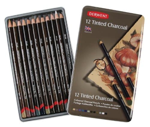 Image of 1 X Derwent Tinted Charcoal Pencils Tin (Set of 12)