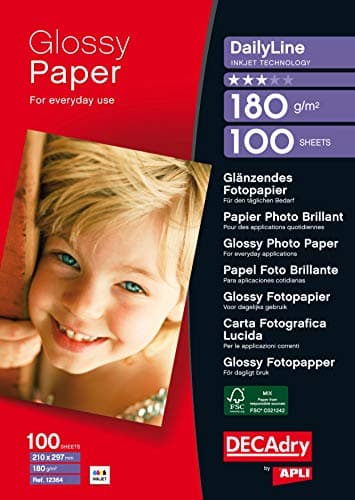 Image of APLI dailyline Pack of 100 Sheets of A4 180gsm Gloss Photo Paper