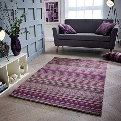 Image of Viva Rugs Wool Rug Purple Natural HANDWOVEN Carpet for Living Room Bedroom Hallway Heavy Small Large Runner (Purple, 120x170cm (4'x5'6"))