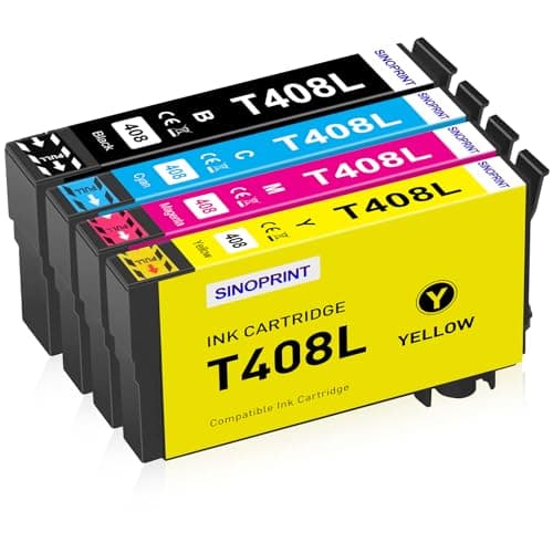 Image of SINOPRINT 408XL Ink Cartridges Compatible with Epson 408 408L 408XL Ink for Epson WorkForce Pro WF-C4310 WF-C4810 WF-C4310DW WF-C4810DTWF WFC4310 WFC4810(1 Black 1 Cyan 1 Magenta 1 Yellow)