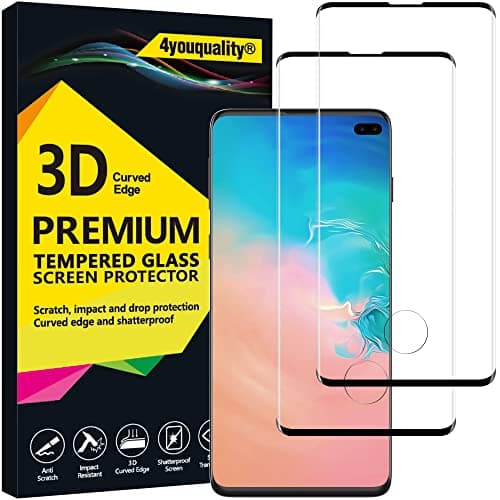 Image of 4youquality Tempered Glass Screen Protector for Samsung Galaxy S10 Plus S10+, 2-Pack, [LifetimeSupport][Impact-Resistant][Anti-Shatter][Anti-Scratch]