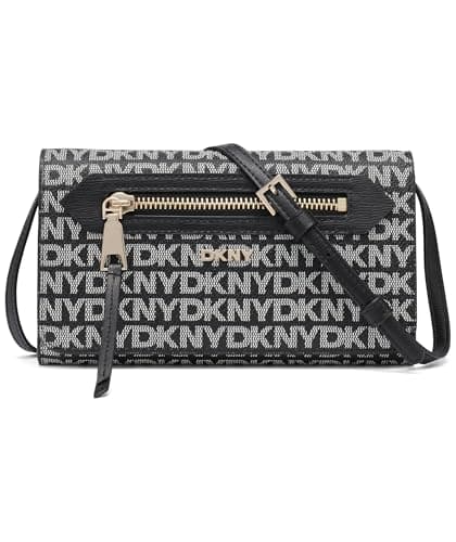 Image of DKNY Women's Bryant AVE Wallet Crossbody Bag, Black and Black Logo