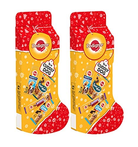Image of PEDIGREE Christmas Stocking Gift Adult Dog Treats Mixed 367g (2 X Stockings)