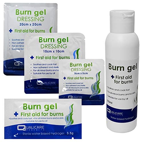 Image of Qualicare Emergency First Aid Burns Care Scalds Sunburn Dressings Cooling Gel - 10cm x 10cm Dressing Twin Pack