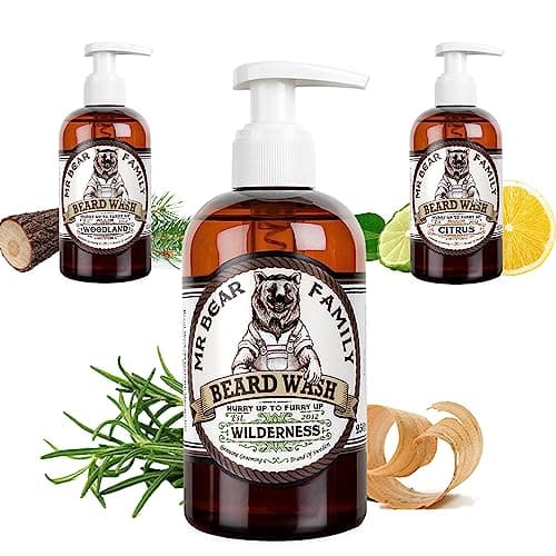 Image of Natural Beard Shampoo for Men – Hydrating Vegan Beard Wash Contains Anti Beard Itch Anti Beardruff Oat Extract + Soothing Witch Hazel + Vitamin E for Fuller, Healthier Beard Hair – Wilderness 250ml