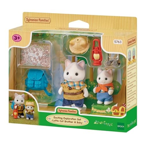 Image of Sylvanian Families - 5763 Exciting Exploration Set -Latte Cat Brother & Baby - Dollhouse Playsets