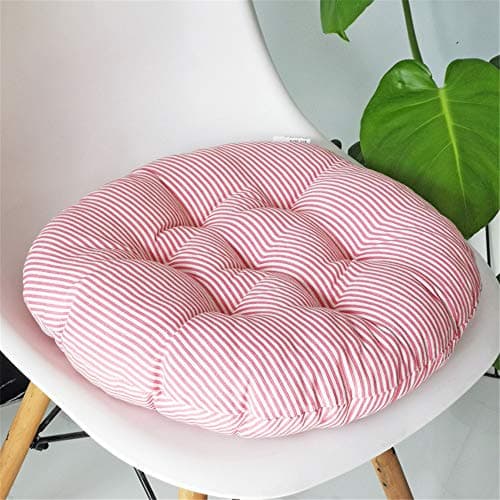 Image of Treer Round Padded Seat Cushion,Chair Seat Pads For Indoor Outdoor Garden Patio Kitchen & Office Chairs (Pink lines,40x40cm)