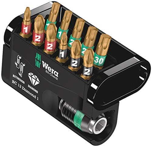 Image of Wera Bit Check 12 Diamond 1 Anti Cam-out BiTorsion Long Life bit set for drill/drivers PZ,PH,TX 12 piece, 05057421001