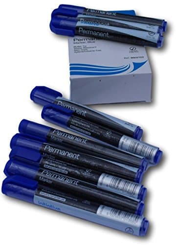 Image of Pack of 10 blue permanent bullet tip marker pens