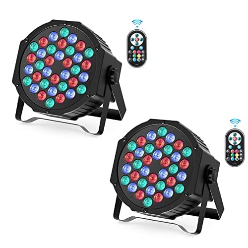 Image of Leleght 2 PCS RGB LED Stage Light, 72W Par Can Light DMX 7CH with Remote Control and Sound Activation, 7 Lighting Modes Disco Lights for Parties Wedding Church Live Show Halloween Christmas