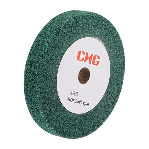 Image of sourcing map 150mm x 25mm 240 Grit Non-Woven Polishing Burnishing Wheel Nylon Wire Drawing Abrasive Flap Wheel for Stainless Steel Copper Green