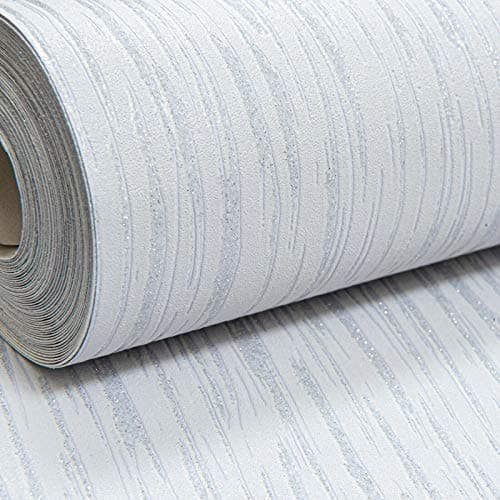 Image of Embossed Plain Light Grey Silver Glitter Blown Vinyl Textured Wallpaper