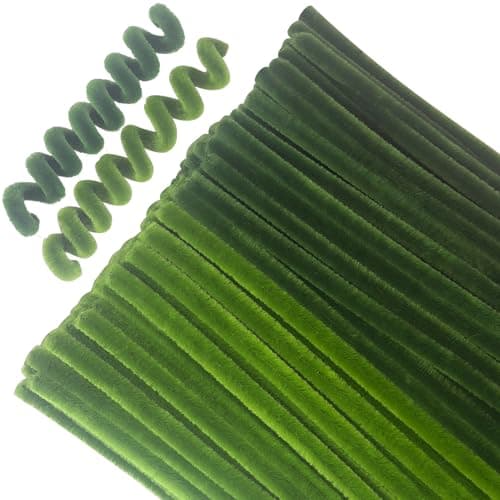 Image of FZGUSYAF 100PCS Pipe Cleaners for Crafts, 30cm, Mixed Green, Chenille Stems for Arts and Crafts, School Projects, DIY Decorations