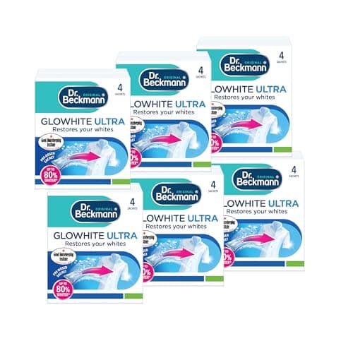 Image of Dr. Beckmann Glowhite Ultra|Maintains brighter white laundry |Treats Greying | 4 x 40 g x 6