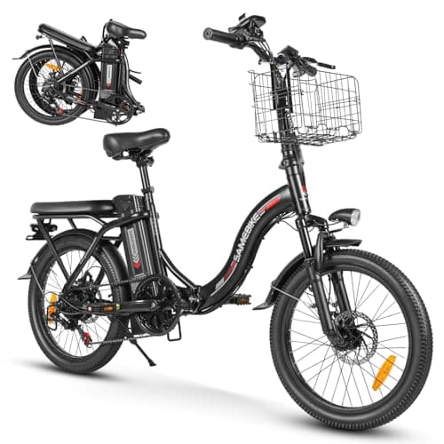 Image of SAMEBIKE Foldable Electric Bike for Adults, 20" Fat Tire Ebike with Max Speed 15.5MPH 250W Motor, Max Range 62 Miles, 36V 432Wh Removable Battery, Electric Bicycle for Men/Women, BK