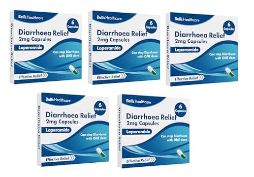 Image of Diarrhoea Relief 2mg 6 Capsules Loperamide Hydrochloride Tablets - Pack of 5 Fast-Acting Anti Loose Motion Instant Diarrhoea