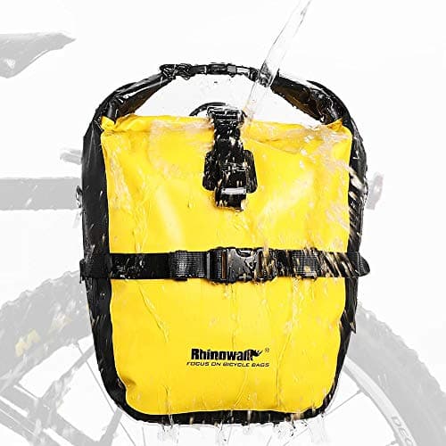 Image of Rhinowalk Bike Bag Waterproof Bicycle Pannier Rear Seat Bag for Cycling Bicycling Traveling Riding, Yellow