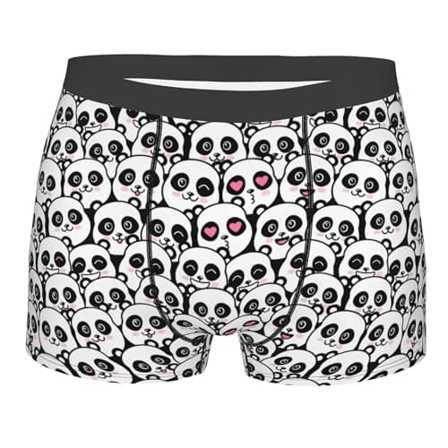 Image of Pandas Print Mens Underwear Boxer Briefs Cartoon Cute Otters Briefs Soft Pouch Low-Rise Boxer Shorts Stretch Novelty Boxers Gifts XXL