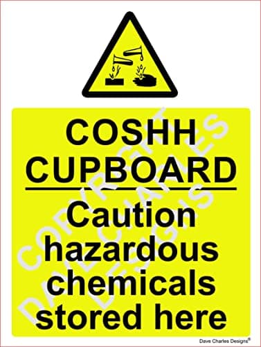 Image of COSHH Cupboard Safety Sign - Self Adhesive Vinyl Sticker 150mm x 200mm The clearest Cosh Cupboard Safety Sign. Health and safety signs