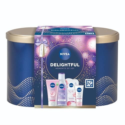 Image of NIVEA Delightful Moments Of Joy Gift Set (5 Products) – Women's Gift Set – Includes Micellar Water, Face Mask, Day Cream, Cream Wash – with Stylish Oval Tin