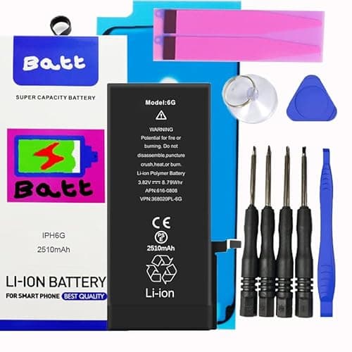 Image of Batt® High Capacity Battery Kit for iPhones Includes All Stickers & MAGNETIC Tools Battery Replacement for iPhone (iPhone 6)