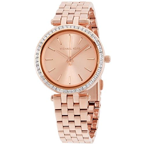 Image of Michael Kors Mini Darci Watch for Women - Analog Stainless Steel Band - MK3366, Rose Gold, bracelet