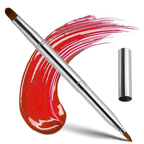 Image of Retractable Lip Makeup Brush Portable Dual End Lipstick Brush Lipstick Gloss Makeup Brushes Concealer Brushes Lip Contours Makeup Tool (Silver)