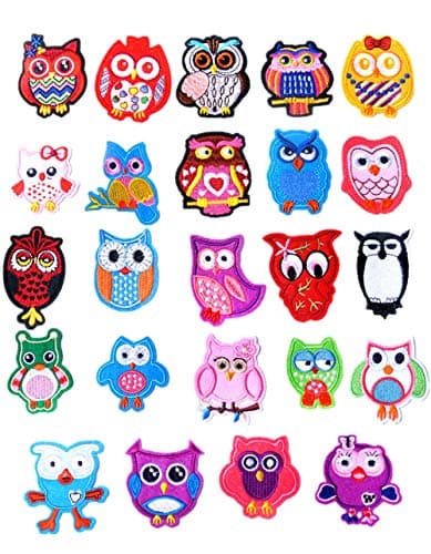 Image of 24 Pack Cute Owl Iron on Patches Animal Sew Appliques Embroidered Fabric Embellishments for Clothing Motif Craft Supplies